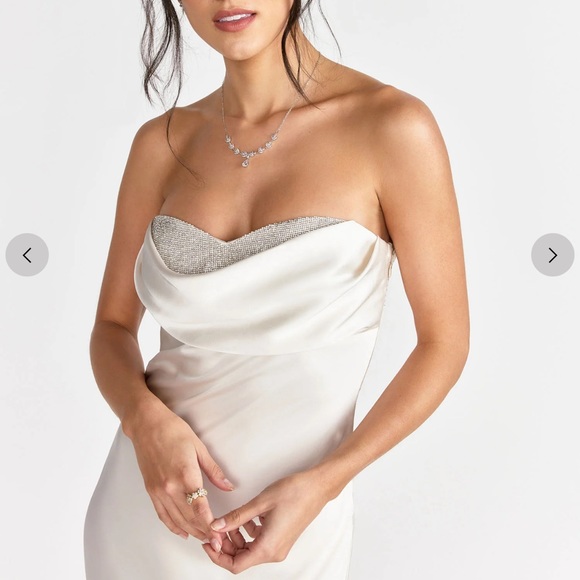 NWT - NY&Co - Strapless Cowl Neck Satin Maxi Dress - Sz M - Picture 2 of 6